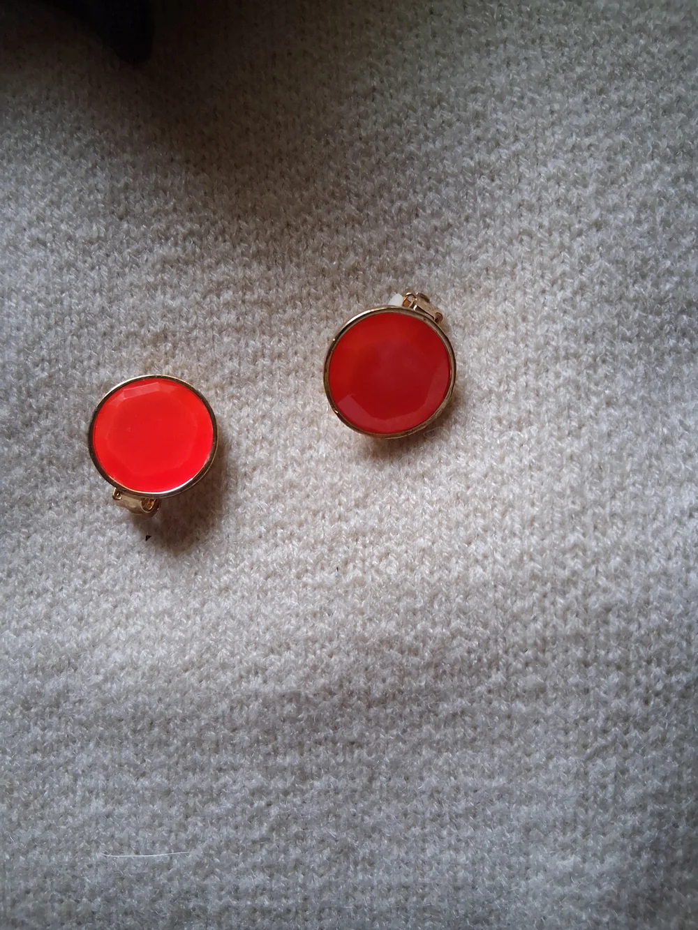 Kate Spade Gold-Tone Neon Orange Round Clip-On Earrings - Women Jewelry